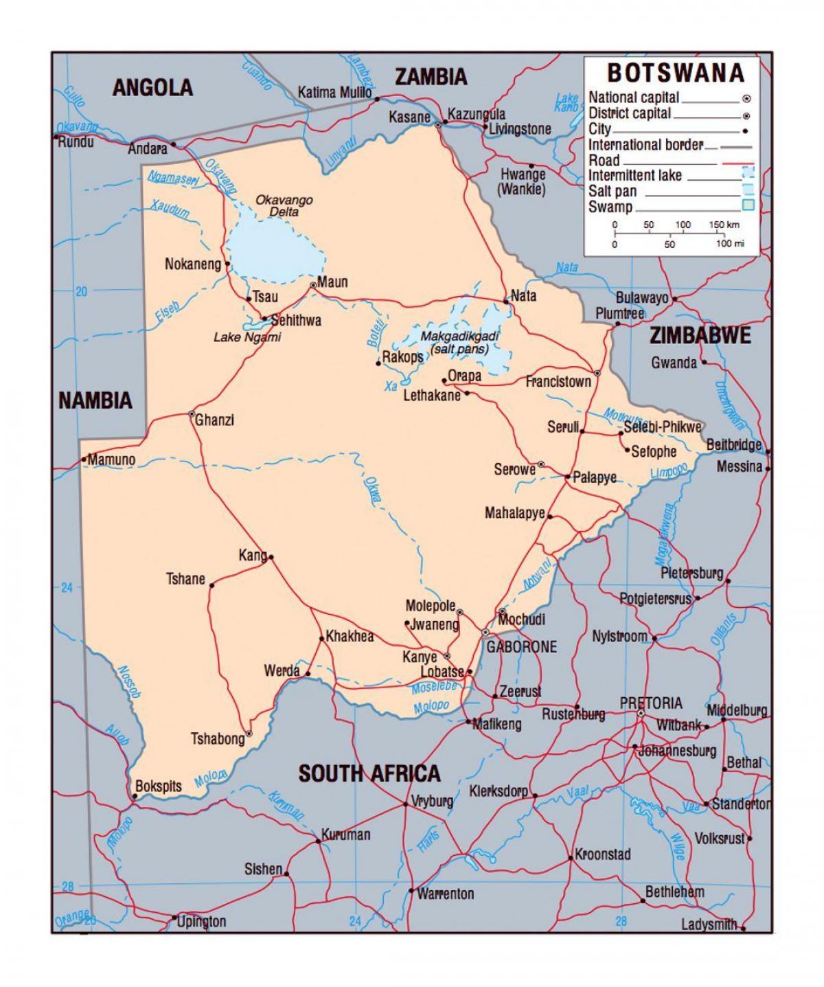 mapa politiko Botswana