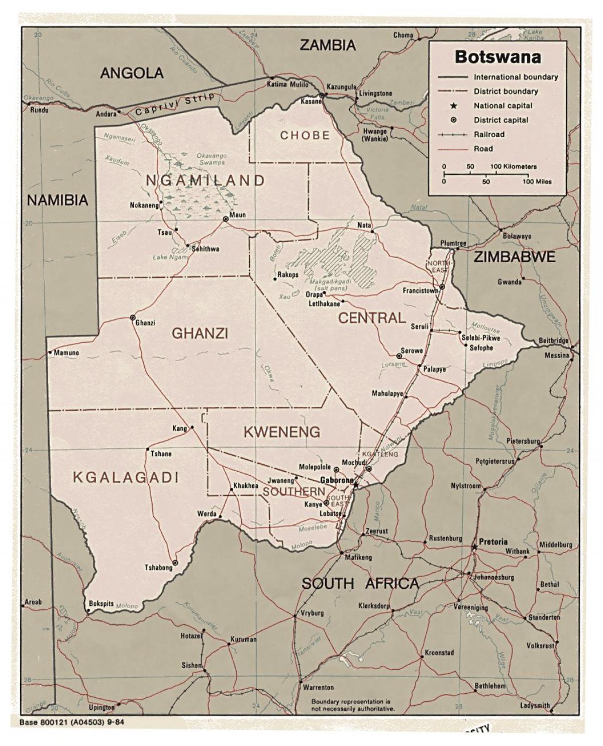 mapa zehatza Botswana