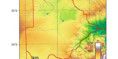 Mapa fisiko Botswana
