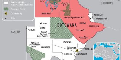 Mapa Botswana malaria