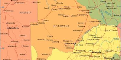 Mapa Botswana guztiak erakusten herrietan